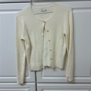 Nine West Cream Button-Up Cardigan